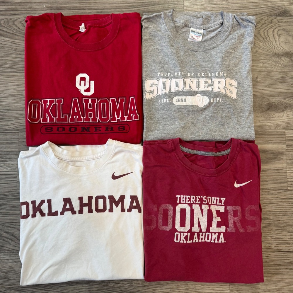 Vintage Y2K Oklahoma Sooners Nike Gildan T-Shirt Bundle Lot of 4 Mens Medium